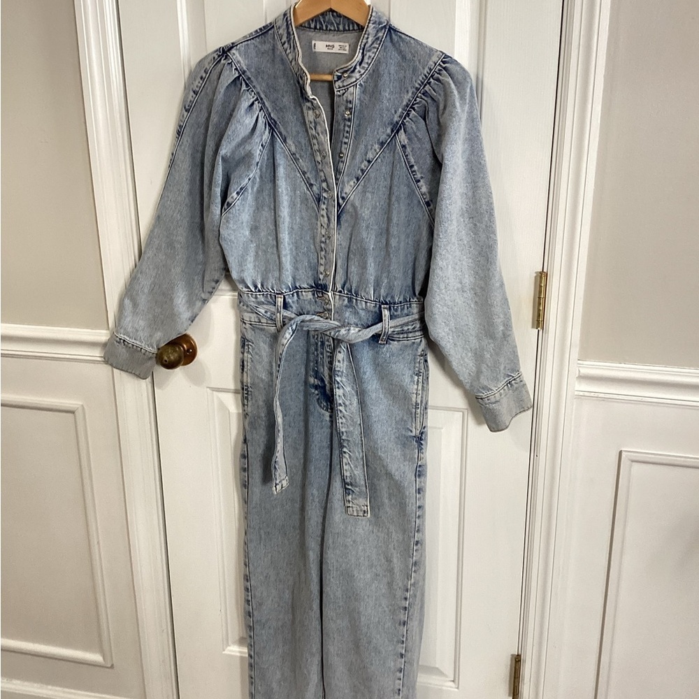MNG Denim Jumpsuit Women's XS  Button/Zip Western Concert Bachelorette - Picture 2 of 10